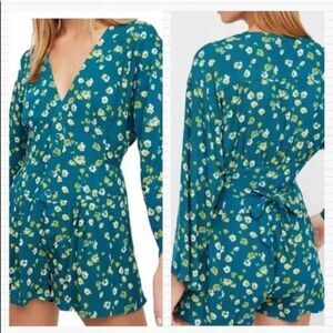 Free People FP Floral L'amour Printed Long Sleeve Boho Romper Jumpsuit 0